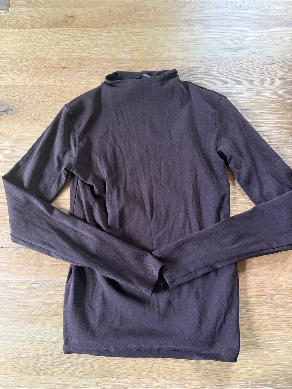 Zara Dark Brown Long Sleeve Mock Neck Top
